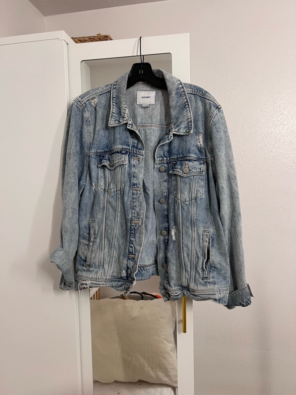 Old Navy Light Wash Distressed Denim Jacket - Women